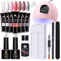 Solid extension gel kit with pink LED lamp and 7 glitter colors for DIY nail art - 7 Color Set With Lamp 05