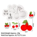 White silicone cherry mold with 4 cavities for chocolate and cake decorations - Style 4#B409 / Gray