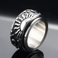 Anillo giratorio vintage de acero inoxidable con grabados de sol, luna y estrellas - US 8 / Color Acero