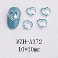 Macro di ciondolo per unghie a cuore traforato con strass azzurri 10x10mm e fiocco argento - Stile Farfalla a Cuore Cavo (A372)
