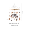 Wooden baby crib mobile with knit elephant, stars, and moon theme, size 23x44cm - Elephant Mobile