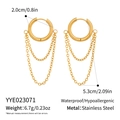 Detailed size specifications for gold double-layer chain earrings in stainless steel - Gold Double-layer Chain Tassel Style (YYE023071)
