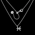 Silver Pisces zodiac necklace with white zircon crystals on a titanium steel chain - Pisces / Silver