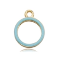 Round golden pendant with blue enamel drip oil design for DIY jewelry earrings - Lake Blue Ring