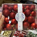 44-delige set rode kerstballen in transparante doos met glitter en matte afwerkingen - 44 Stuks / Rood