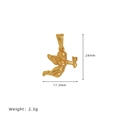 Gold cupid angel pendant necklace in vintage style, size 24mm by 17.3mm, weight 2.3g - A08 Little Cupid