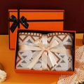 Bohemian knit blanket gift set with geometric patterns in premium orange gift box - Gift Box / 80*120CM