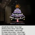 Size guide for purple and white static cling Christmas tree window stickers - SDUV-220 (Purple & White Line Sketch Hand-drawn Christmas Tree)