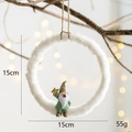 Christmas plush ring ornament featuring a grey gnome with a gold star for festive decor - Round Santa