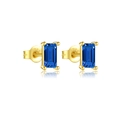 Minimalist square blue zircon S925 silver stud earrings with golden finish base - 925 Silver / Gold Royal Blue