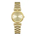 Women's vintage quartz watch in full gold tone with a radiant dial and metal bracelet - Gold (Steel Strap)