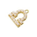 Detail of heart-shaped gold pendant with inlaid white pearls for jewelry making - Gold Libra Pearl Pendant