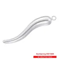 Polished silver Cornicello chili pendant with dimensions 57.5mm length and 12mm width - White Gold VD1568