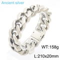 Pulsera de hombre de 20mm en acero de titanio plata antigua, cadena de eslabones de 158g - 21.5cm / Plata Antigua