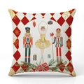 Kerst kussenhoes van linnen met notenkraker print en rood ruitpatroon decoratie - Notenkraker en Ballerina / Rood Gingham
