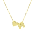 Fashionable 18k gold plated necklace featuring solid heart and letter M pendants - Necklace - Letter M