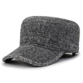 Winter cadet cap in grey herringbone fabric with fleece lining and ear protection - Adjustable / Gray