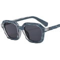 Fashion square sunglasses with unique dark blue-grey wavy texture frame and grey lenses - Dark Grey Frame Grey Lens