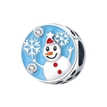 Winter-Schneemann-Anhänger mit blauer Emaille und Silberfinish für DIY Armbänder - Himmelblauer Schneemann-Stil (Z-047)