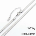 Silver stainless steel snake chain necklace 500x4mm with lobster clasp and extension - 4mm x 50cm / Silver