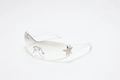 Y2K wraparound sunglasses with silver star decor and transparent white frame - Clear White Temple Light White Mirror