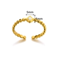 18k gold-plated stainless steel multilayer open ring with 5mm star-set zircon gemstone - Beaded Chain Star Zirconia Style (JZ5879) / Gold