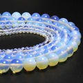 Polished opal round beads in light blue and creamy white for DIY jewelry making - Opal / 4mm Approx 93pcs