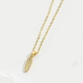 Minimalist gold necklace with geometric textured oval pendant for women - Letter I