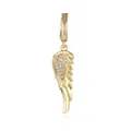 Detail of 18k gold plated wing pendant with micro-pave white cubic zirconia stones - Wing