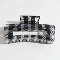 Fashionable hollow hair claw clip with black and white ink floral checkerboard pattern - Transparent Black Large Grid