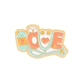 Creative LOVE medical enamel pin with nurse hat and stethoscope in soft pastel colors - LOVE Medical Theme