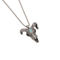 Collier crâne de bélier rétro punk avec incrustation turquoise et chaîne maille - Style de Crâne de Bélier (10#)