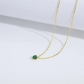 Elegant gold chain necklace featuring a minimalist green heart zircon pendant for women - Gold Chain / Green
