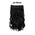 Long wavy synthetic hair extensions in Jet Black color with five clips for secure attachment - Jet Black