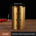 Detail of golden stainless steel cutlery holder with heart cutouts and 10x16cm dimensions - 10CM Thickened 16CM High Heart Gold