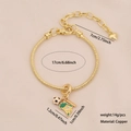 Golden snake chain bracelet with Brazil map and soccer ball charms in copper material - 1# Football and Brazil Map