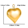 Polished 18k gold heart pendant with dimensions 3.2cm height and 2.9cm width - Gold - Heart