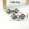 Tibetan silver vajra bell charm for DIY jewelry making, 35mm length with dimensions - Fine Connector (11#) / Silver