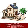 3D wooden puzzle seaside villa model kit with beach chair and coconut tree - Seaside Villa / 88 Pcs/Finished 21.5x14.5x14.5cm