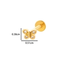 Gold butterfly stud with cubic zirconia stones and size dimensions measurements - 3# Mini Butterfly Style - Gold