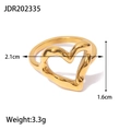 Minimalist gold heart ring variant showing 2.1cm width and 1.6cm height measurements - Hollow Heart Wide Band - Gold