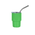 Green stainless steel 3oz mini tumbler with a clear lid and a curved metal straw - Green (conical) / 3oz