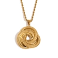 18K gold plated stainless steel twisted rope chain with a knot pendant necklace - Circle Twisted Pendant Necklace (Gold)