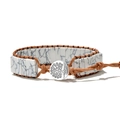 Bracciale boho multistrato con perle di howlite bianca e chiusura Albero della Vita - Motivo Marmo Grigio/Bottone Albero della Vita