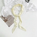 Slim solid beige silk scarf for hair and handbag handles with elegant ribbon tie - 200cm / Milk Apricot White