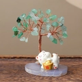 Green aventurine crystal money tree with agate base and lucky cat figurine - Aventurine Style (Random Lucky Cat)