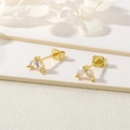 Elegant 18K gold plated petal studs featuring marquise white zircon in a minimalist design - White Marquise Petal (ER1197-F)