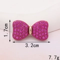 Detailed view of rose red rhinestone bow charms showing 3.2cm width and 1.7cm height - D281 Rose Pink Painted Bowknot (Large)