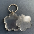 Clear acrylic flower shaped photo frame keychain with silver metal split ring - Flower Shape 4.5cm