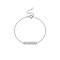 Minimalist S925 sterling silver chain bracelet with shimmering MAMA letter pendant - 925 Silver / White Gold